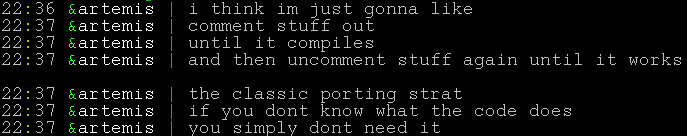 A chat log where I say if you don't know what the code does you simply don't need it.